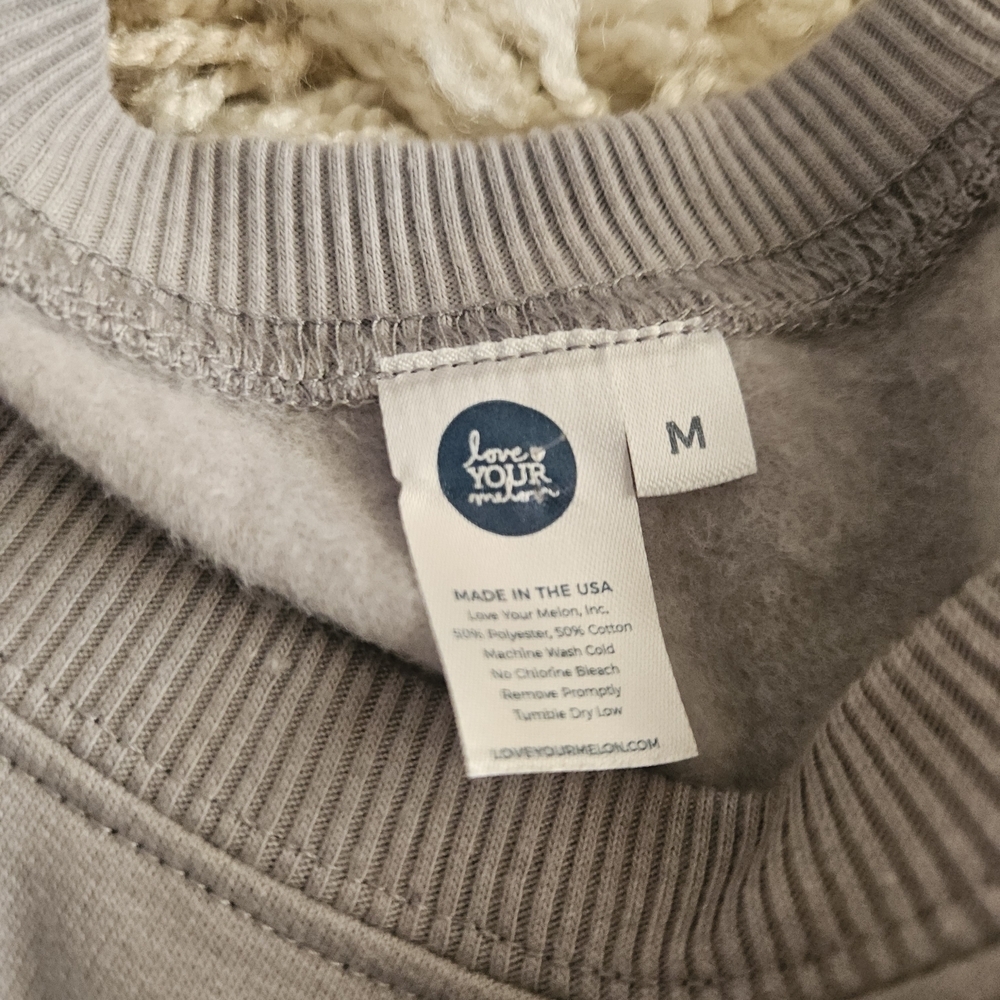 Love Your Melon Light Blue Crewneck Sweatshirt with White Sleeve Tape - Picture 2 of 2
